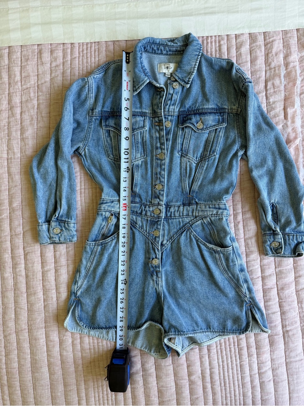 7 For All Mankind Light Blue Denim Romper - Size: S - Picture 8 of 8
